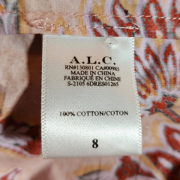 ALC Alexandria Cut Midi Dress Pink Floral Twist Cutout Sleeveless Size 8 - Picture 4 of 6